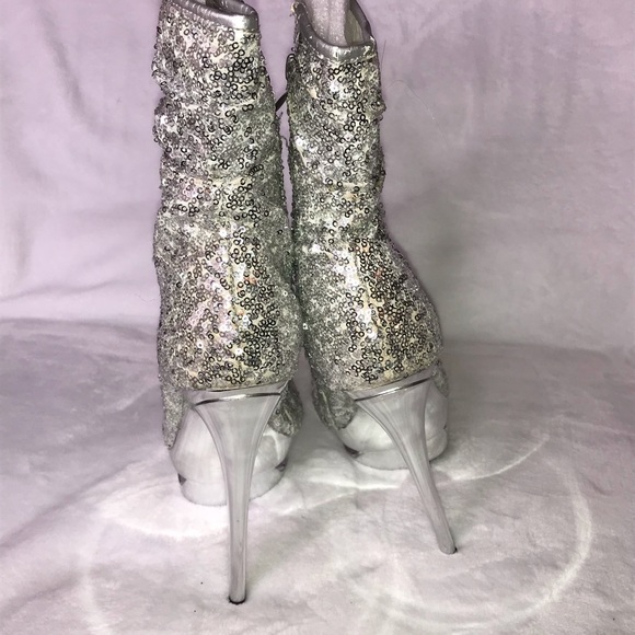 Pleaser Sequins/Chrome Boots - Picture 3 of 6